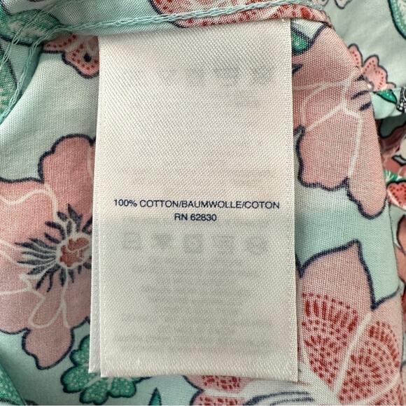 LANDS’ END Floral Button-Down Shirt Aqua Pink Red Print 100% Cotton | 22W - Picture 7 of 8